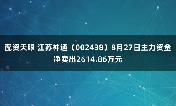 配资天眼 江苏神通（002438）8月27日主力资金净卖出2614.86万元